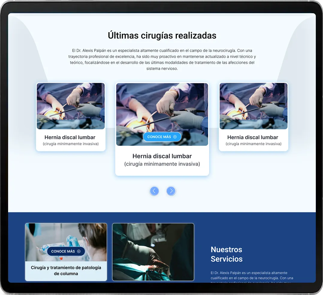 Pantallas realizadas en alta fidelidad para Neurosurgeon