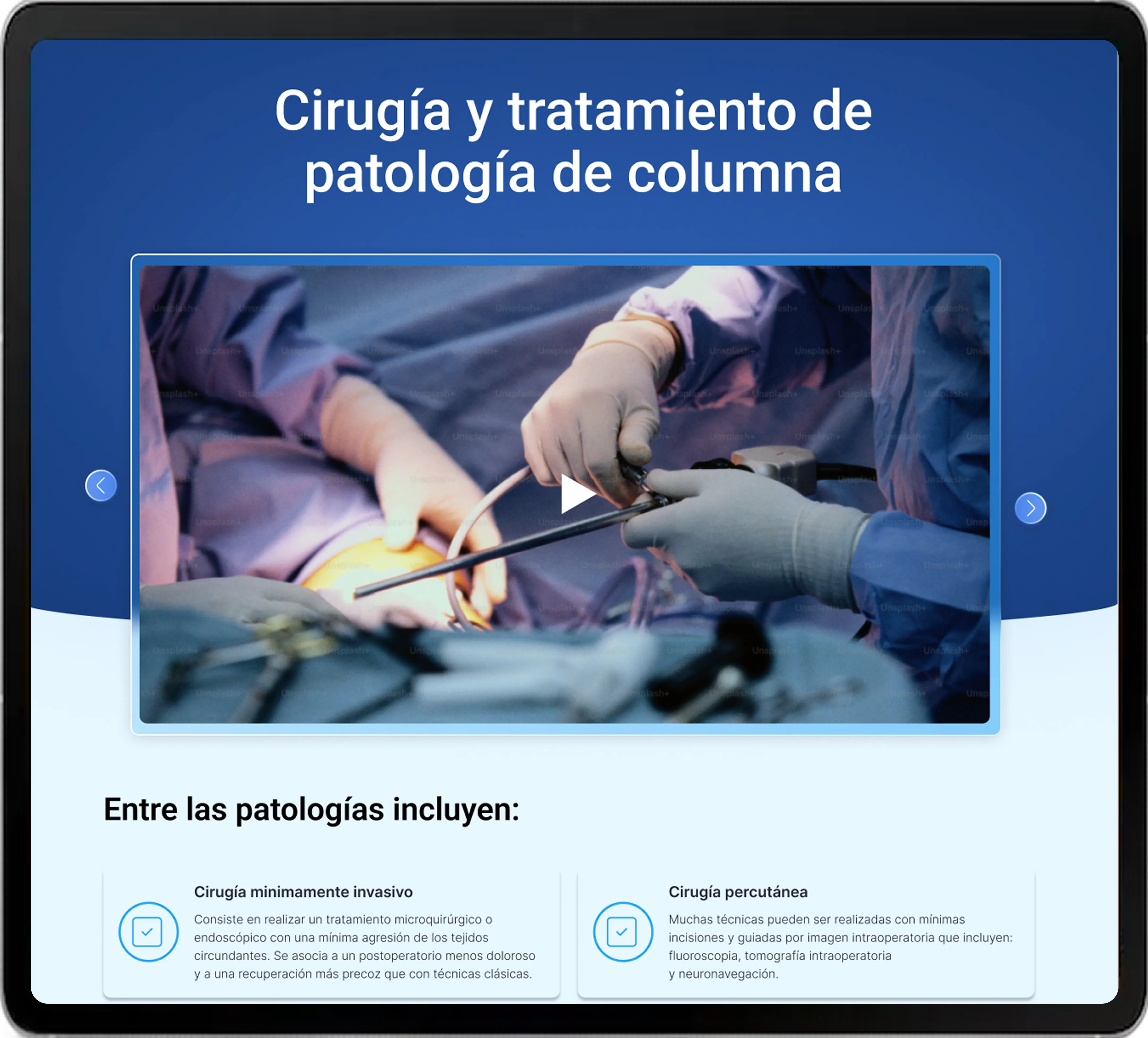 Pantallas realizadas en alta fidelidad para Neurosurgeon