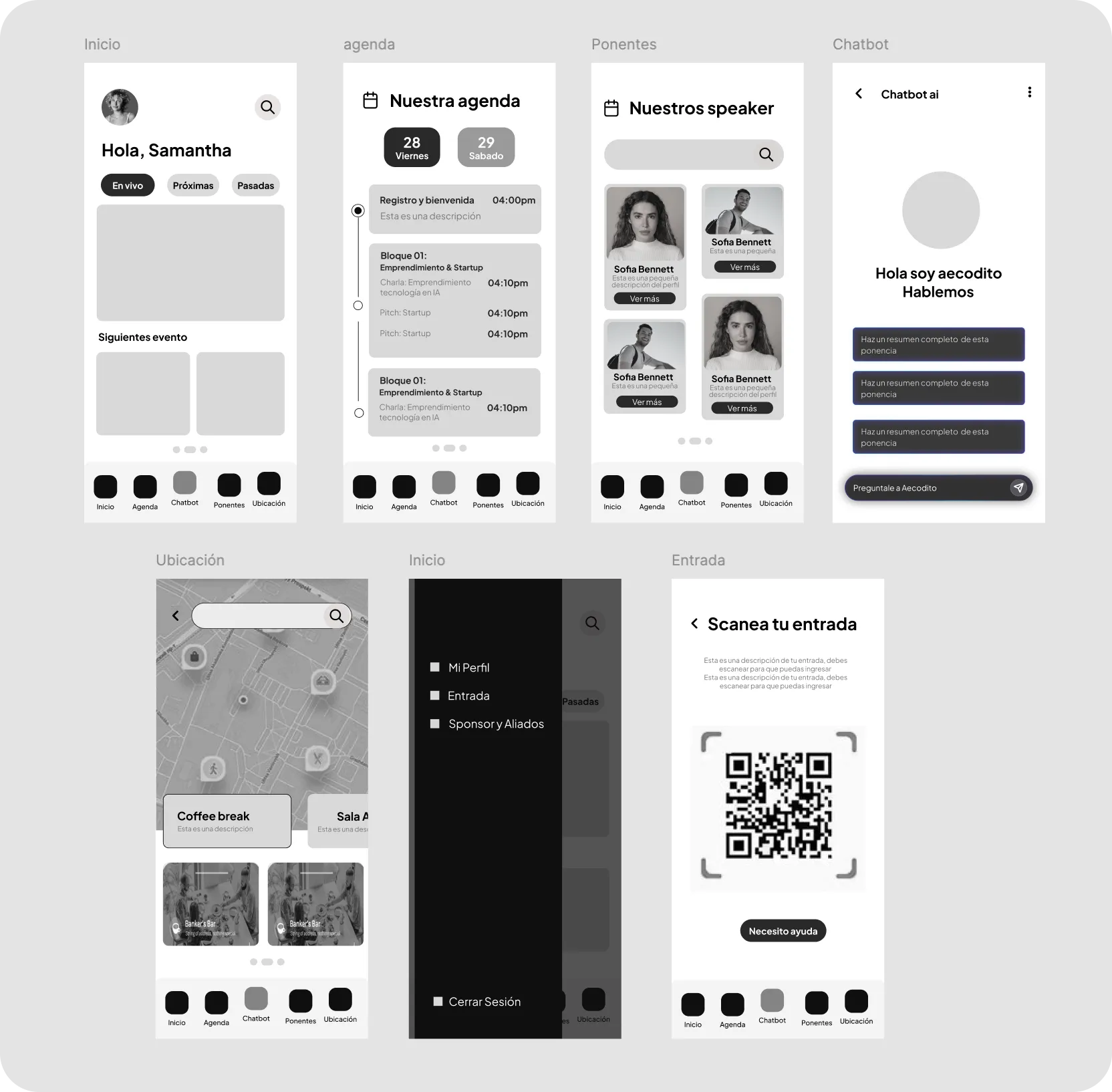 Flujos y bosquejos para el prototipo